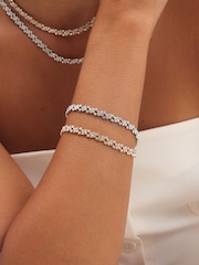 Jon Richard Silver Tone Rhodium Plated Crystal Fine Multi Stone Bracelet - Image 1 of 3