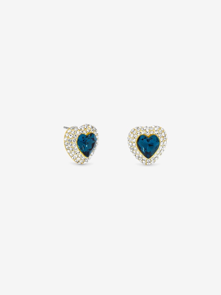 Jon Richard Plated And Sapphire Heart Earrings - Imagen 1 de 3