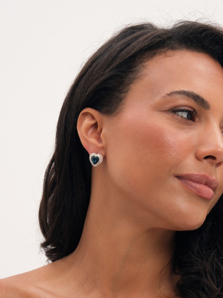 Jon Richard Plated And Sapphire Heart Earrings - Imagen 2 de 3