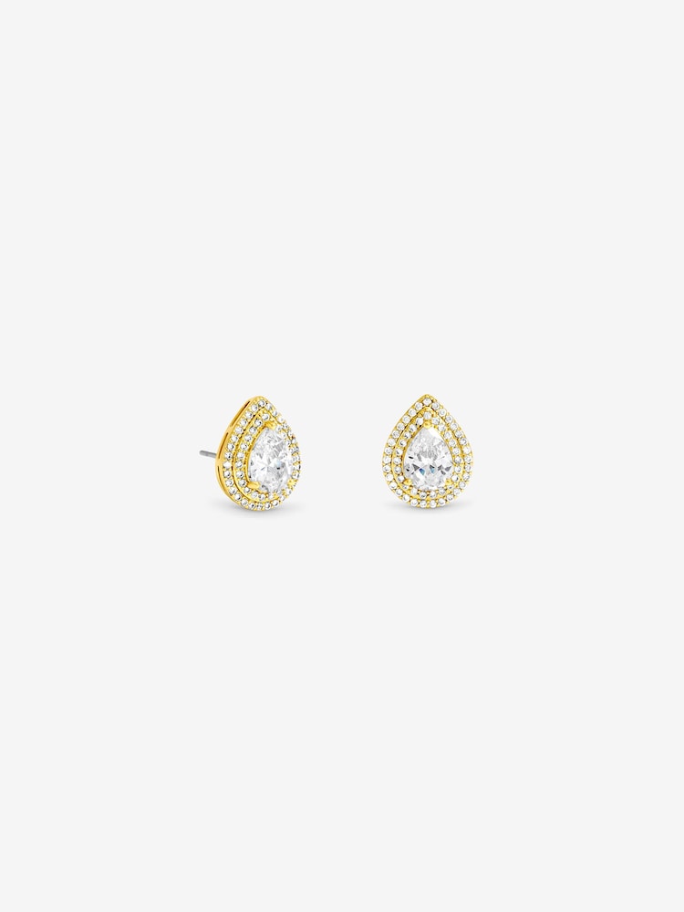 Jon Richard Gold Tone Plated And Crystal Pear Drop Drop Earrings - Image 1 of 1