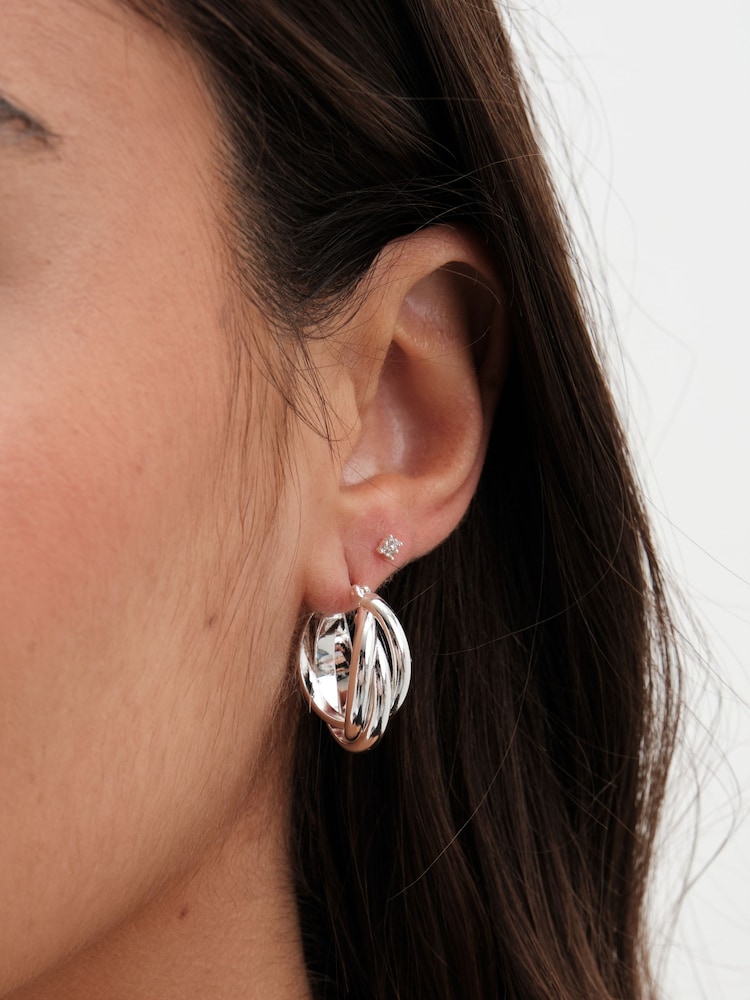 Jon Richard Polished Interlocking Hoop Earrings - Slika 1 od 2