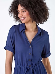 Roman Blue Plain Ribbed Stretch Playsuit - Image 4 of 5