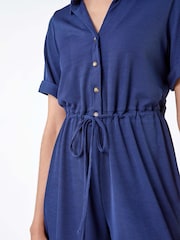 Roman Blue Plain Ribbed Stretch Playsuit - Image 5 of 5