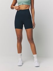 adidas Black Long Rib Bike Shorts - Image 1 of 7