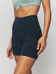 adidas Black Long Rib Bike Shorts - Image 4 of 7
