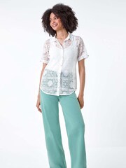 Roman White Lace Button Through Shirt - Image 1 of 5