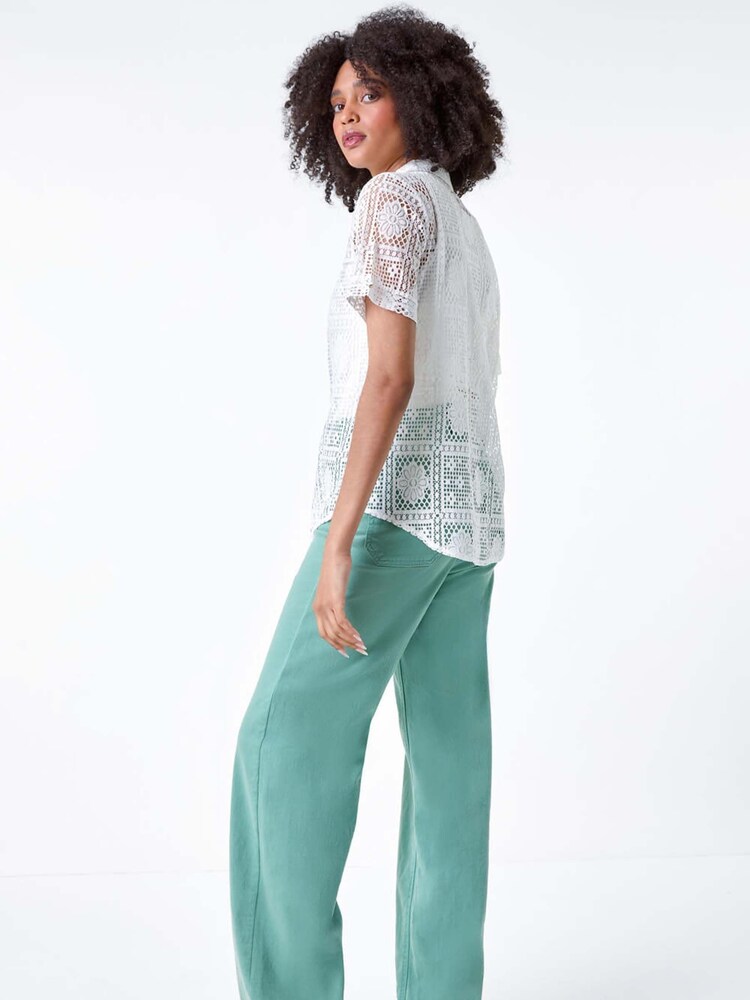 Roman White Lace Button Through Shirt - Image 2 of 5