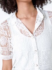 Roman White Lace Button Through Shirt - Image 5 of 5