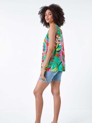 Roman Orange Tropical Print Stretch Vest - Image 2 of 5