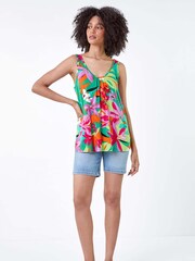 Roman Orange Tropical Print Stretch Vest - Image 3 of 5