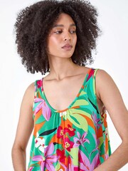 Roman Orange Tropical Print Stretch Vest - Image 4 of 5