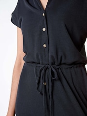 Roman Black Plain Ribbed Stretch Jersey Jumpsuit - Image 5 of 5