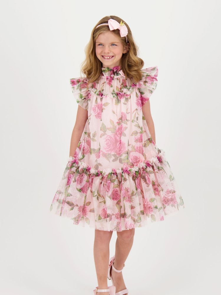 Angels Face Pink Marigold Roses Tulle Dress - Image 2 of 6