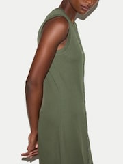 Jigsaw Green Cotton Rib Button Tank Dress - Image 2 of 5