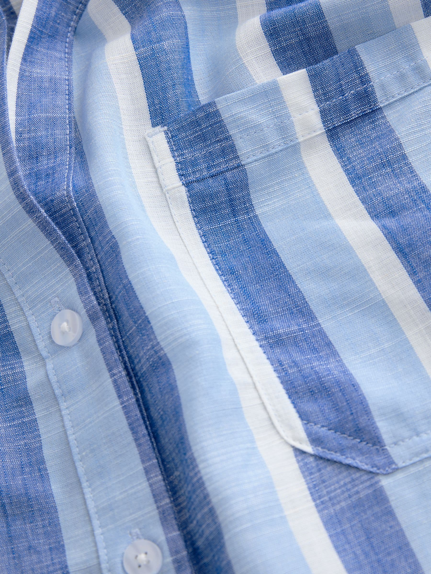 Buy Blue Stripe Short Sleeve Shirt with Linen from Next USA