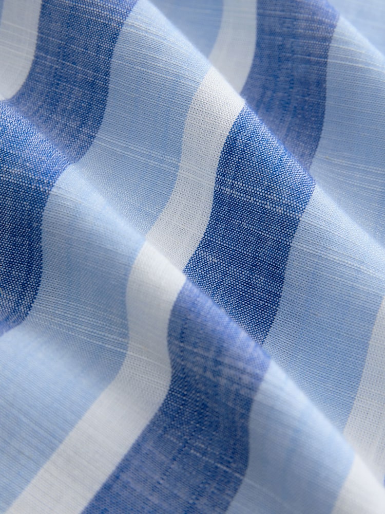 Raya azul - Camisa de manga corta con lino - Imagen 8 de 8