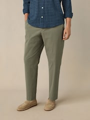 Sage Green Regular Fit Smart Seersucker Trousers With Elasticated Waistband - Image 1 of 9