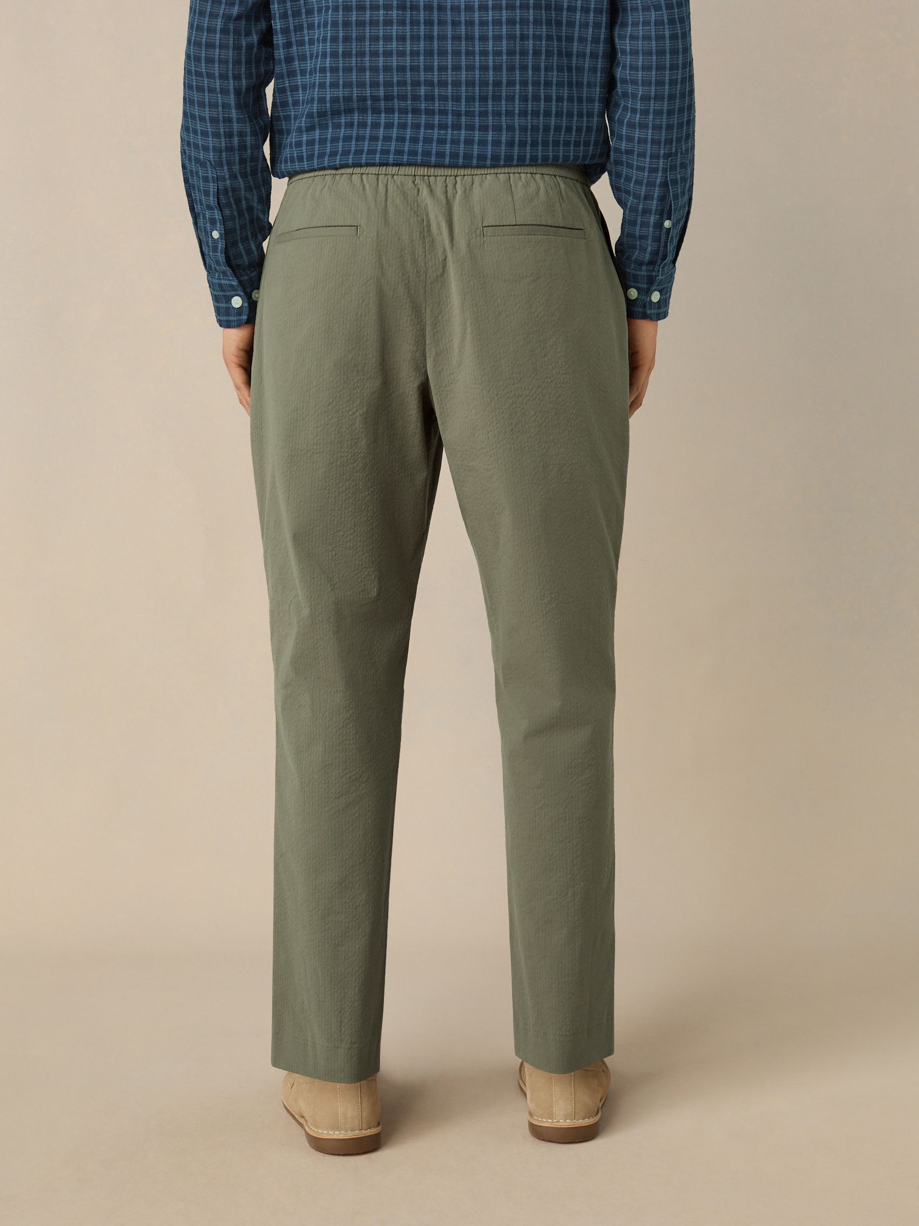 Buy Sage Green Regular Fit Smart Seersucker Trousers With