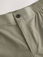 Sage Green Regular Fit Smart Seersucker Trousers With Elasticated Waistband - Image 8 of 9