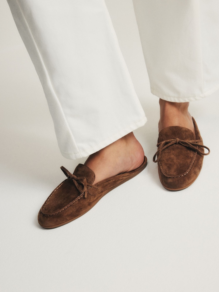 The Set Premium Suede Backless Boat Loafers Tan Brown - Image 2 of 4