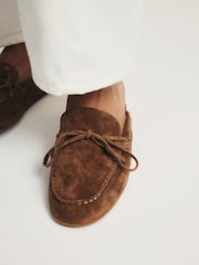 The Set Premium Suede Backless Boat Loafers Tan Brown - Image 3 of 4