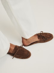 The Set Premium Suede Backless Boat Loafers Tan Brown - Image 4 of 4