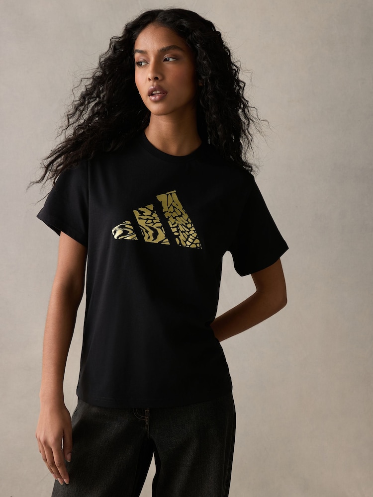 adidas Black Tech Metallic Graphic 100% Cotton T-Shirt - Image 1 of 5