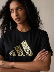 adidas Black Tech Metallic Graphic 100% Cotton T-Shirt - Image 4 of 5