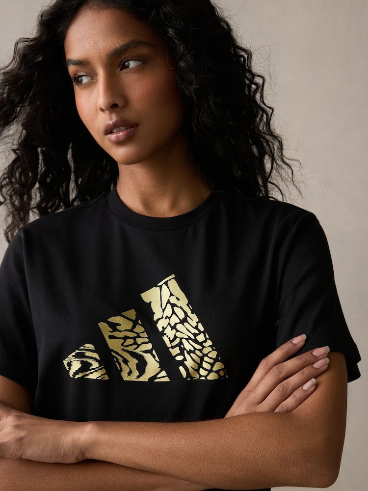 adidas Black Tech Metallic Graphic 100% Cotton T-Shirt - Image 4 of 5