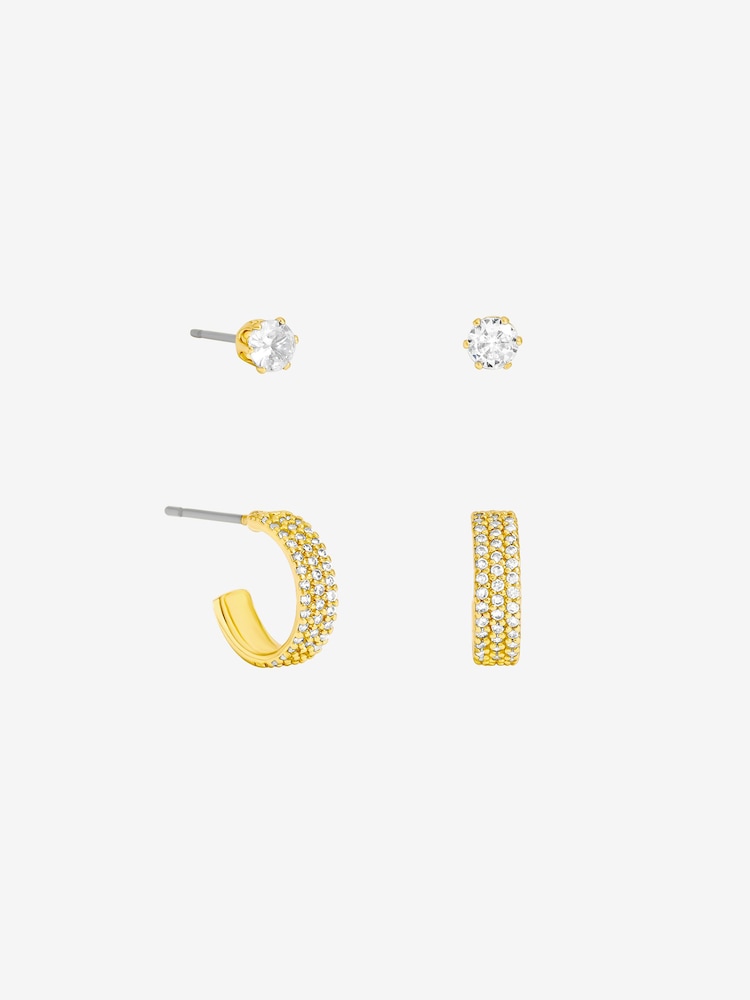 Jon Richard Plated Stud And Hoop Earrings 2 Pack - Imagen 4 de 4