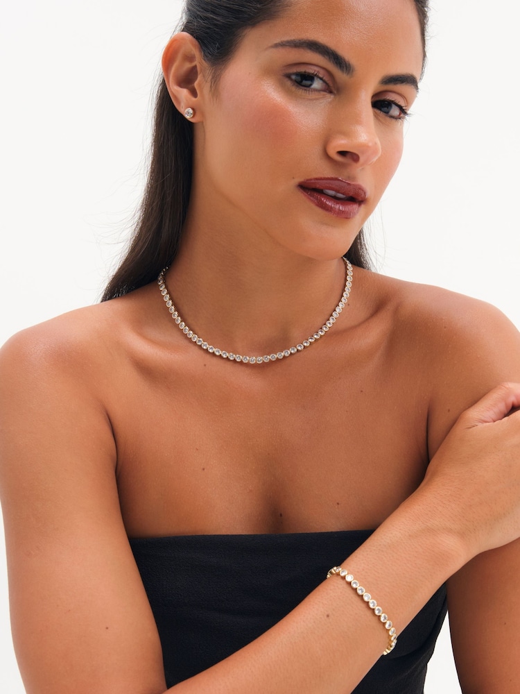 Jon Richard Gold Tone Plated Tennis Round Besel Necklace - Image 2 of 3