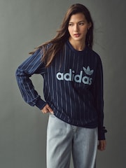adidas Originals Blue Pinstripe Sweatshirt - Image 1 of 4