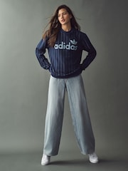 adidas Originals Blue Pinstripe Sweatshirt - Image 2 of 4