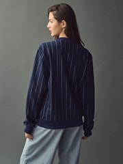 adidas Originals Blue Pinstripe Sweatshirt - Image 3 of 4