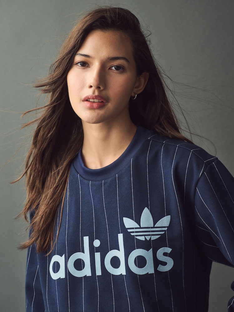 adidas Originals Blue Pinstripe Sweatshirt - Image 4 of 4
