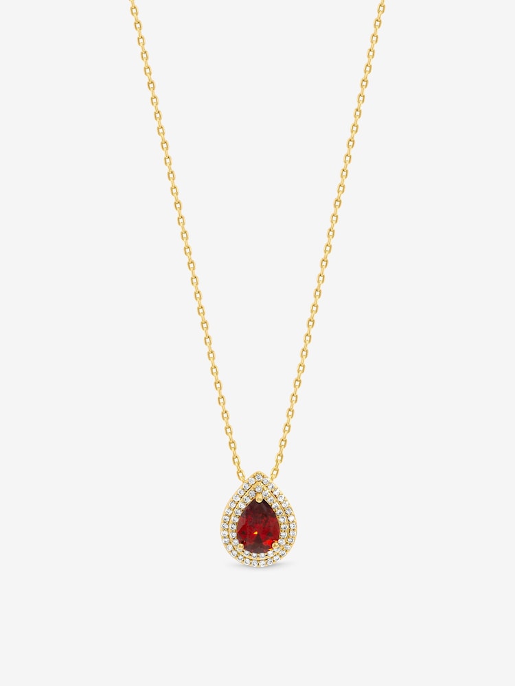 Jon Richard Gold Plated Cubic Zirconia Garnet Pear Pendant - Image 2 of 4 Jon Richard Gold Plated Cubic Zirconia Garnet Pear Pendant - Image 2 of 4