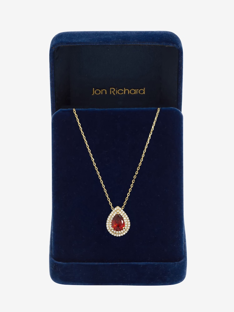Jon Richard Gold Plated Cubic Zirconia Garnet Pear Pendant - Image 4 of 4 Jon Richard Gold Plated Cubic Zirconia Garnet Pear Pendant - Image 4 of 4