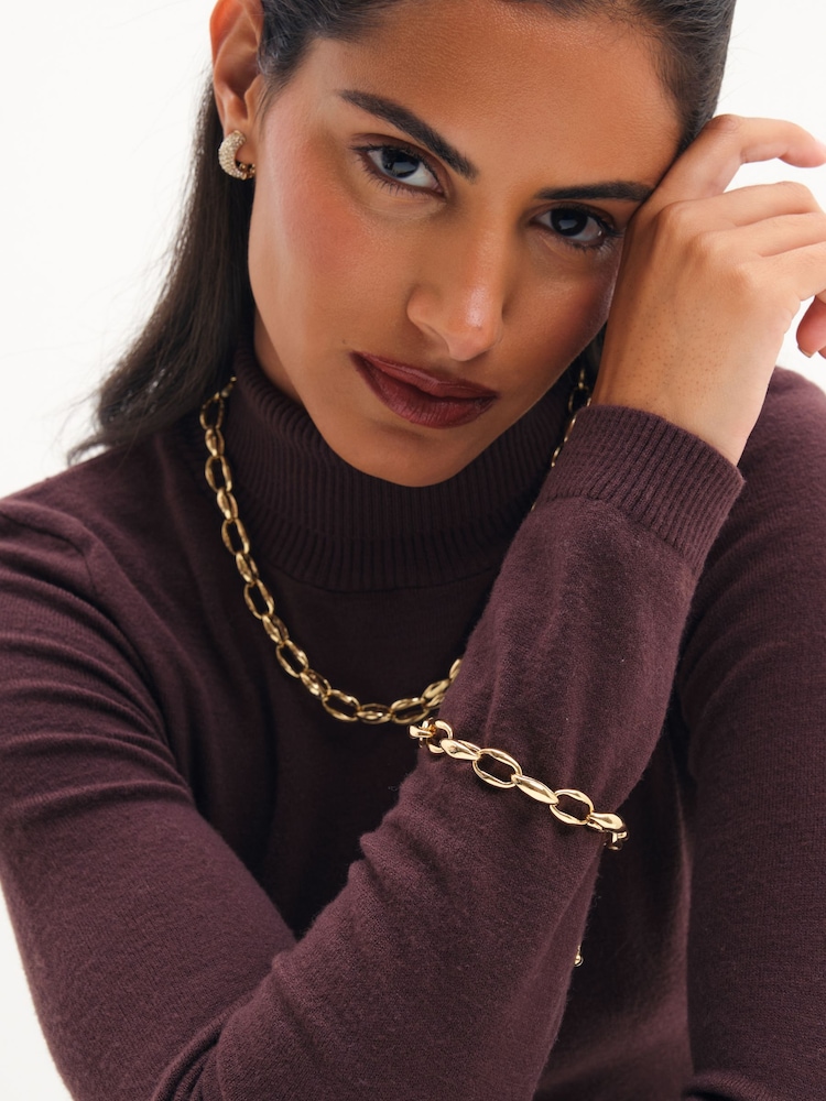 Jon Richard Gold Plated And Oval Link Necklace - Image 2 of 3 Jon Richard Gold Plated And Oval Link Necklace - Image 2 of 3