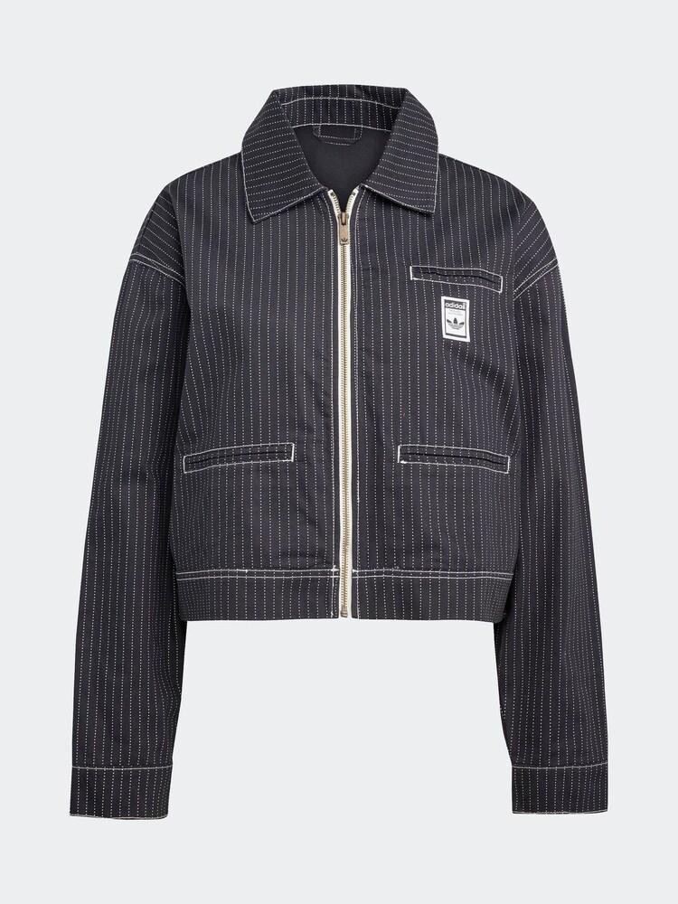 adidas Originals Grey All Over Print Crop 100% Cotton Jacket - Image 6 of 6