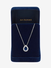 Jon Richard 鍍銠方晶鋯石藍寶石梨形吊墜 - 圖片 4/4