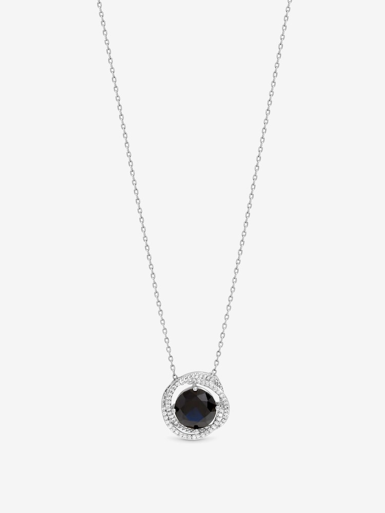 Jon Richard Silver Rhodium Plated Cubic Zirconia Twist Halo Sapphire Pendant - Image 2 of 4 Jon Richard Silver Rhodium Plated Cubic Zirconia Twist Halo Sapphire Pendant - Image 2 of 4