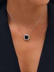Jon Richard Silver Rhodium Plated Cubic Zirconia Twist Halo Sapphire Pendant - Image 3 of 4