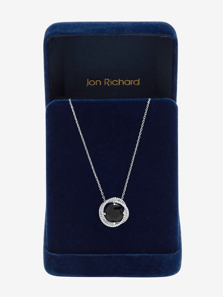 Jon Richard Silver Rhodium Plated Cubic Zirconia Twist Halo Sapphire Pendant - Image 4 of 4 Jon Richard Silver Rhodium Plated Cubic Zirconia Twist Halo Sapphire Pendant - Image 4 of 4