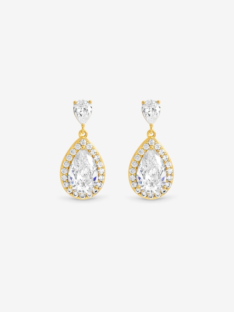 Jon Richard Gold Tone Plated Cubic Zirconia Peardrop Earrings - Image 1 of 3 Jon Richard Gold Tone Plated Cubic Zirconia Peardrop Earrings - Image 1 of 3