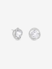 Jon Richard родий кубтық цирконийінен жасалған Twist Halo Stud сырғалары - 3суретінің 2 суреті