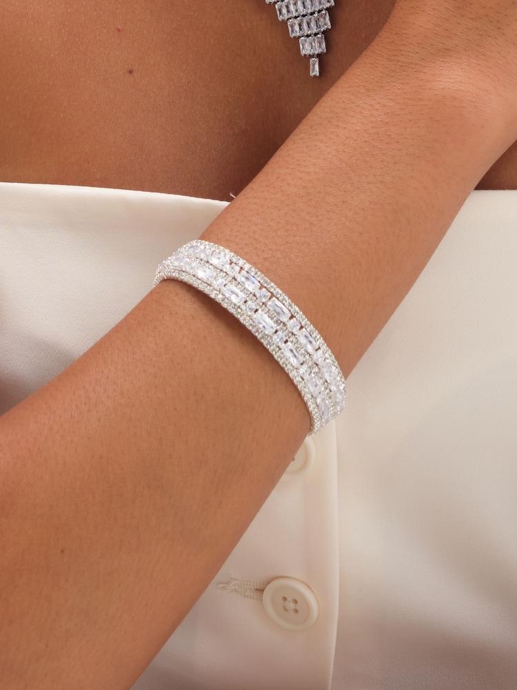 Jon Richard Silver Rhodium Plated And Crystal Multi Stone Cuff Bracelet - Image 1 of 3