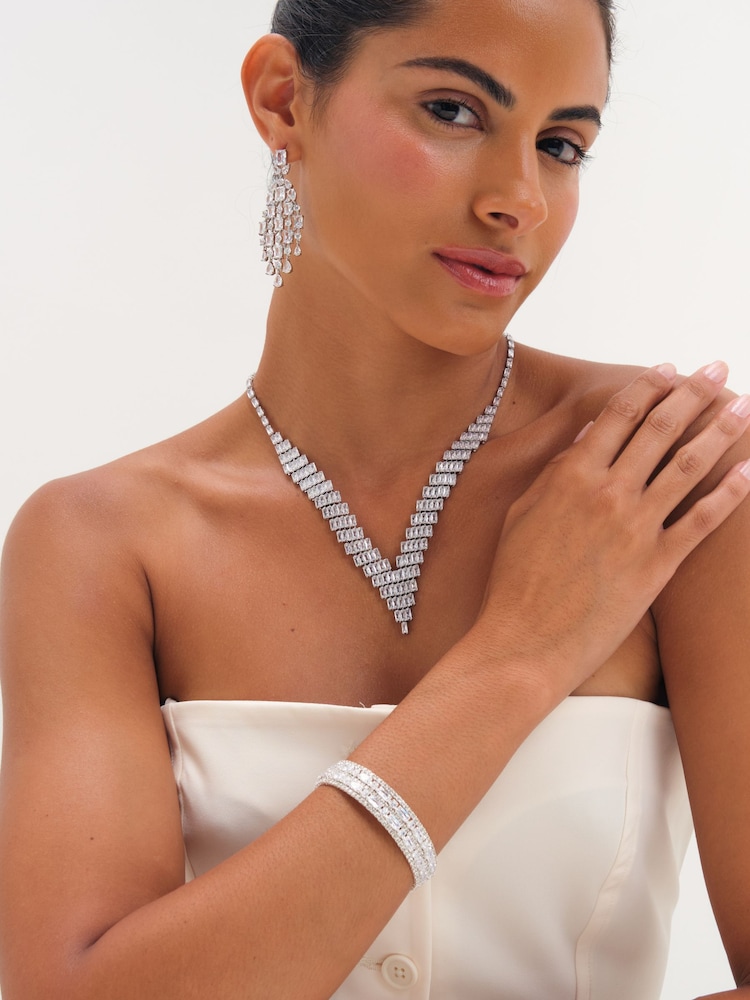Jon Richard Silver Rhodium Plated And Crystal Multi Stone Cuff Bracelet - Image 2 of 3