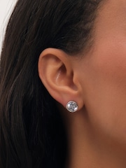 Jon Richard Rhodium Plated And Crystal Large Bezel Earrings - Imagen 1 de 3
