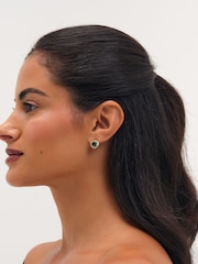 Jon Richard Gold Plated Cubic Zirconia Emerald Halo Stud Earrings - Image 1 of 2