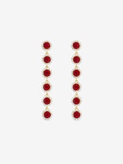 Jon Richard Gold Tone And Ruby Linear Drop Earrings - Image 1 of 1